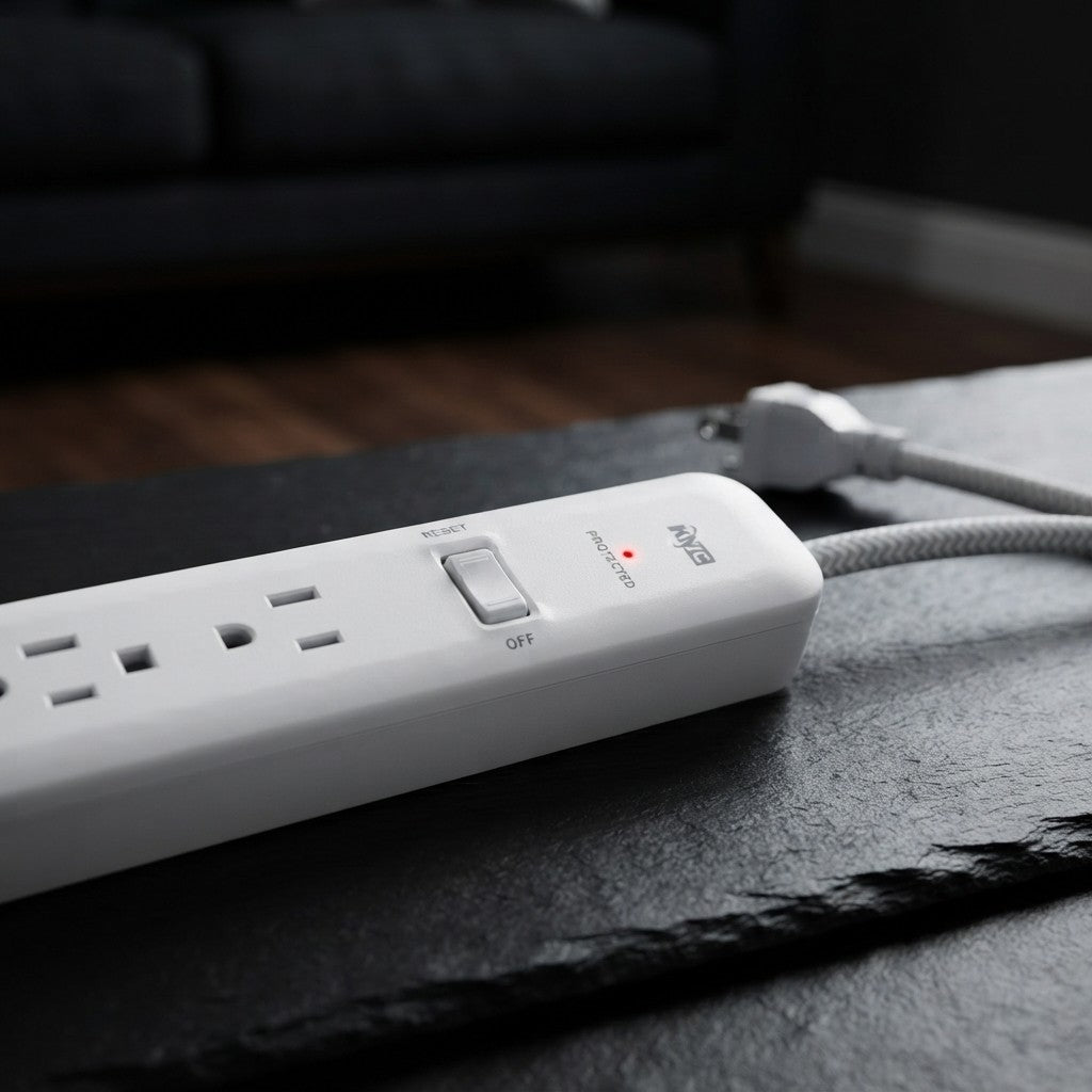 KMC 6-Outlet Surge Protector Power Strip 4 ft cord 2-Pack 1080J Power Surge Protector 4-Foot Long Braided Extension Cord with Multiple Outlets Power Strip Surge Protector 6 Power Outlet Flat Plug
