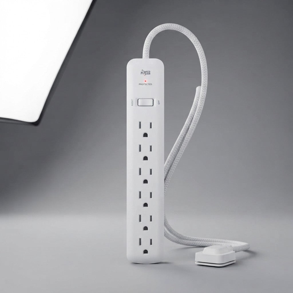 KMC 6-Outlet Surge Protector Power Strip 4 ft cord 2-Pack 1080J Power Surge Protector 4-Foot Long Braided Extension Cord with Multiple Outlets Power Strip Surge Protector 6 Power Outlet Flat Plug
