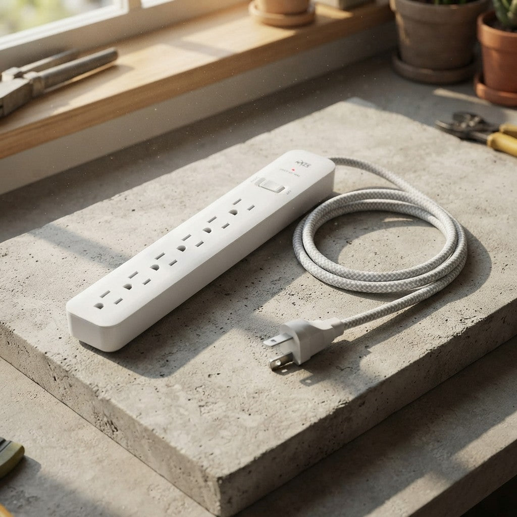 KMC 6-Outlet Surge Protector Power Strip 4 ft cord 2-Pack 1080J Power Surge Protector 4-Foot Long Braided Extension Cord with Multiple Outlets Power Strip Surge Protector 6 Power Outlet Flat Plug