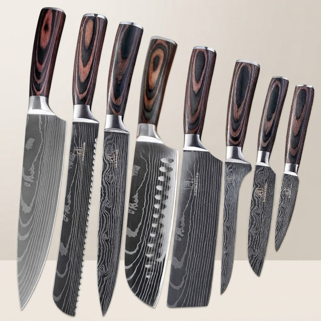Damascus Style Kitchen Knife Set