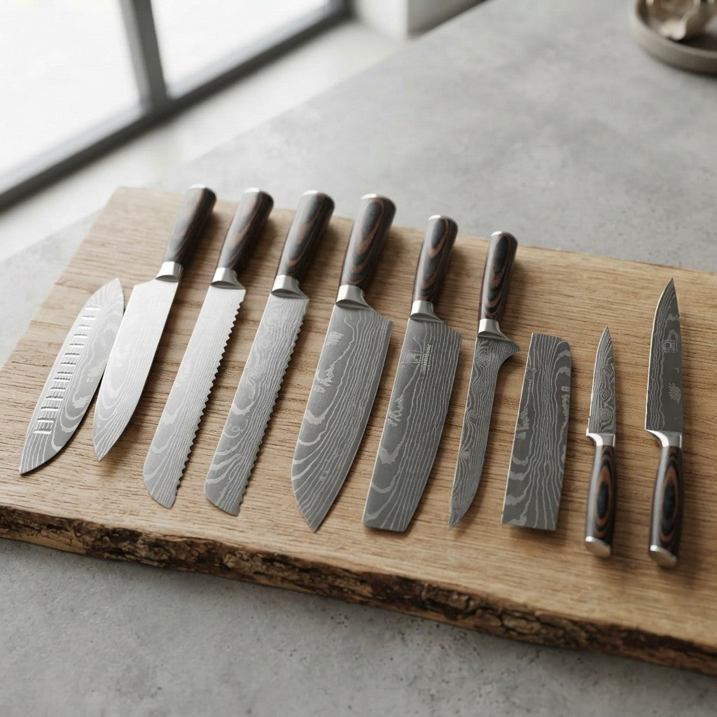 Damascus Style Kitchen Knife Set