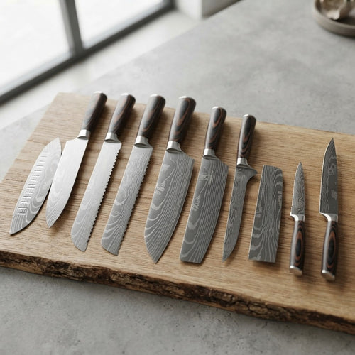 Damascus Style Kitchen Knife Set